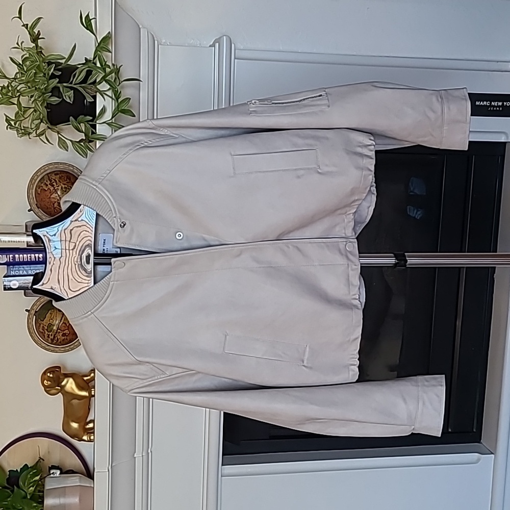 Marc New York Faux‎ Leather Bomber Jacket Cream/Latte Color Large NWT
